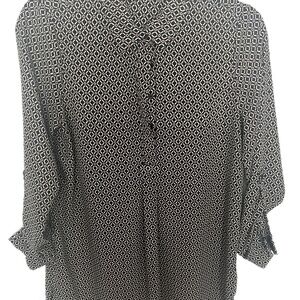 Pleione Classic Roll Tab Business Office work Wear Pop Over Blouse
